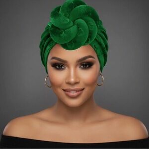 Elegant Green Turban Headwrap